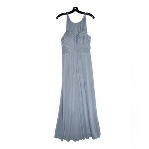 Azazie Dusty Blue Chiffon Halter Bridesmaid Dress Size 10 Formal Maxi Dress